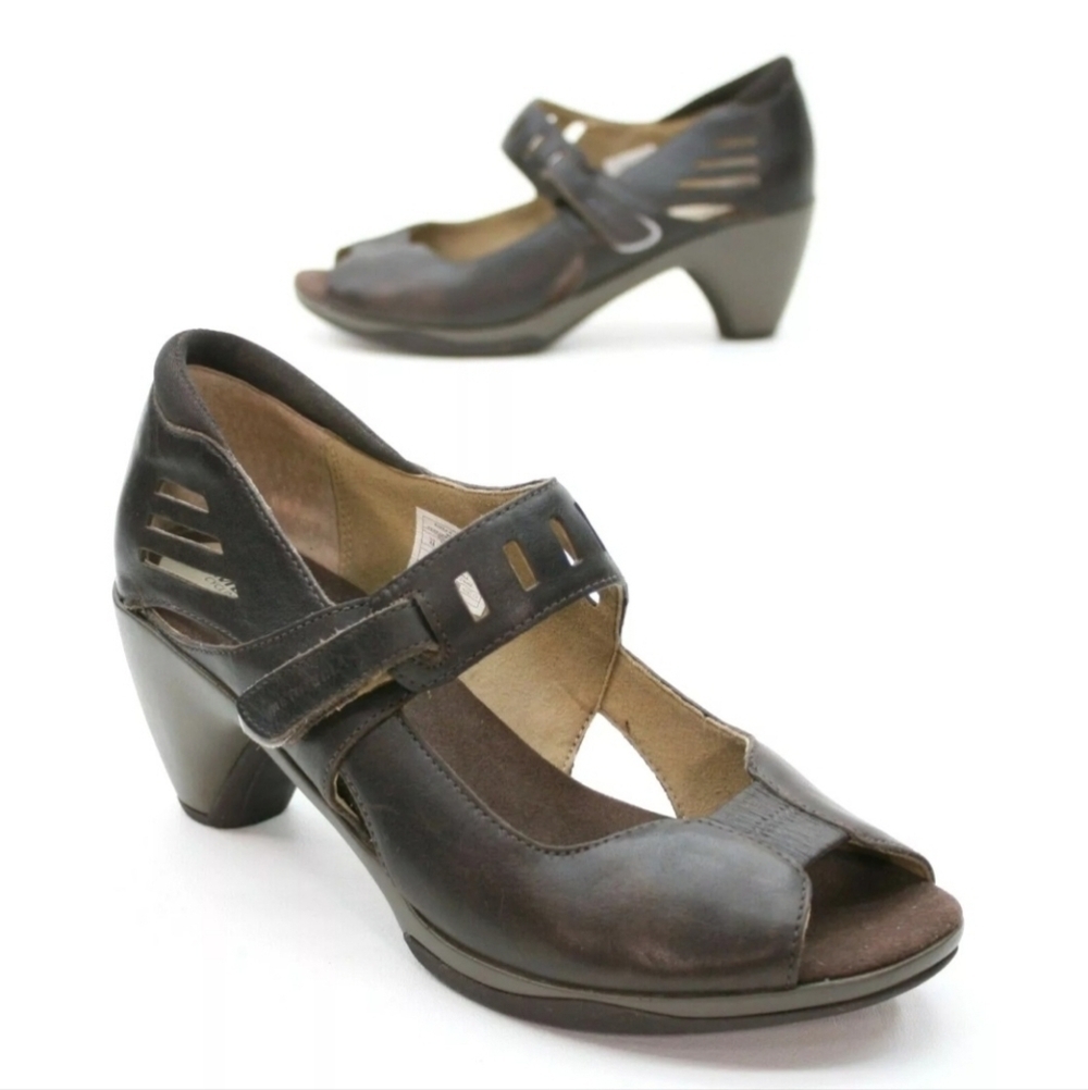 Merrell Cycling Evera Cross Bracken Brown Leather Heel Mary Jane J88896 Size 9